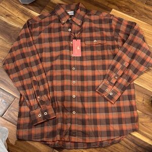 Southern Marsh Men's Casual Plaid Shirt in Brown and Orange